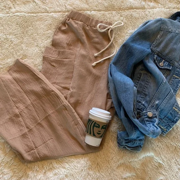 New Wide Leg Pocketed Harem Band Pants /  Jogger Casual Jeans Drawstring… - Picture 5 of 8